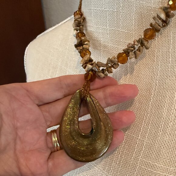 Art Glass and Jasper Artisan Necklace - Picture 5 of 9
